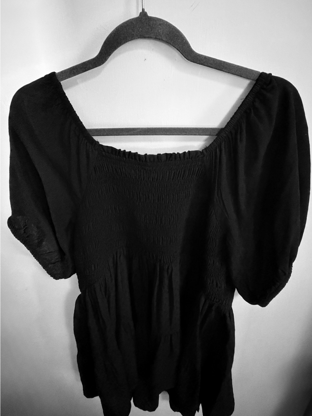 Torrid Black Smocked Mini Dress with Puff Sleeves